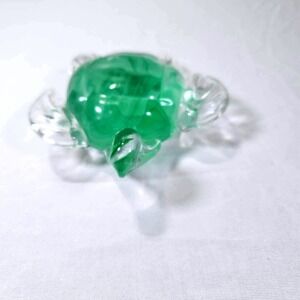 Dynasty Gallery Art Glass Turtle Figurine Green Clear Handcrafted Decor